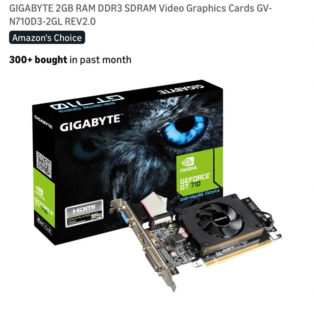 GIGABYTE GeForce GT 710 Graphics Card - Black and Silver